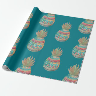 Papel De Regalo Navidad de la piña que envuelve la aguamarina