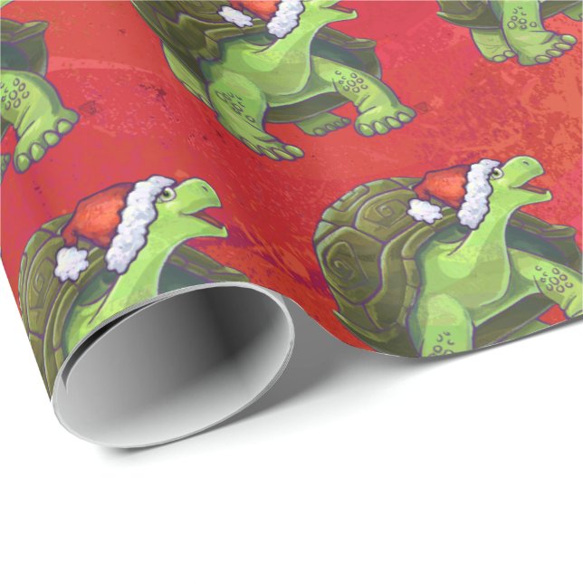 Papel De Regalo Navidad de la tortuga en rojo (Esquina del rollo)