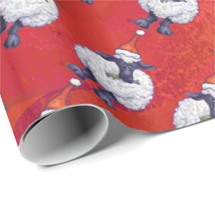 Papel De Regalo Navidad de las ovejas en rojo