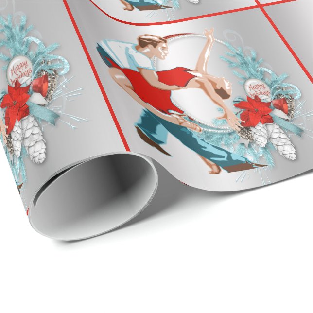 Papel De Regalo Navidad de los bailarines buenas fiestas (Esquina del rollo)