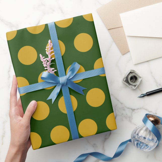 Papel De Regalo Navidad de lunares verdes modernos (Regalar)