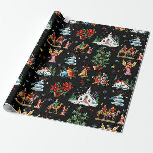 Papel De Regalo Navidad de Medianoche de Mediano Siglo
