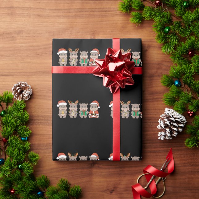 Papel De Regalo Navidad de Moo Deng Hipopótamo Bebé (Regalo de vacaciones)