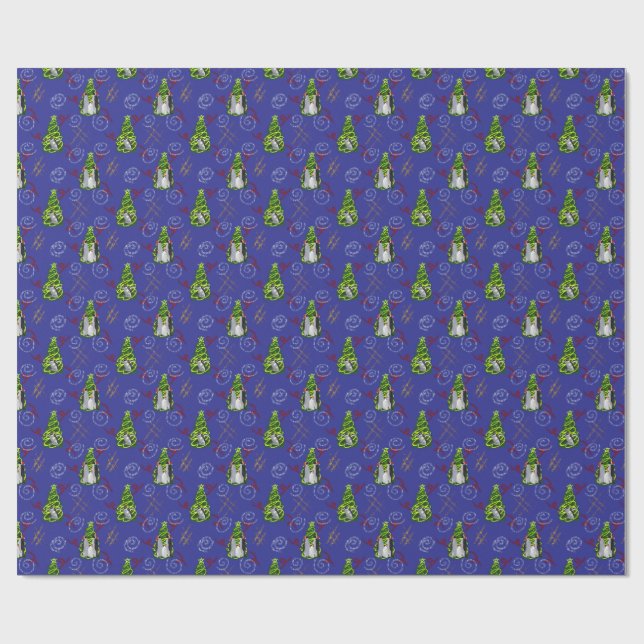 Papel De Regalo Navidad de pingüino (Superficie plana)