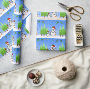 Papel De Regalo Navidad de pingüinos