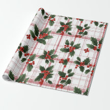 Navidad de Plaid de Bayas de Acebo con Acuarela