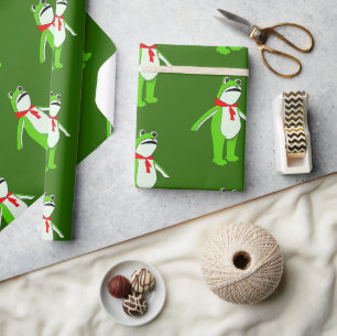 Papel De Regalo Navidad de rana festiva