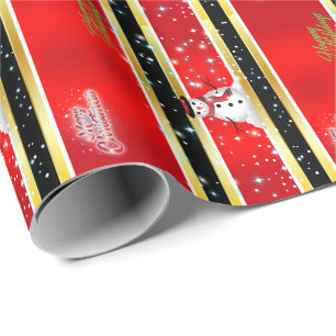 Papel De Regalo Navidad de rayas negras y doradas