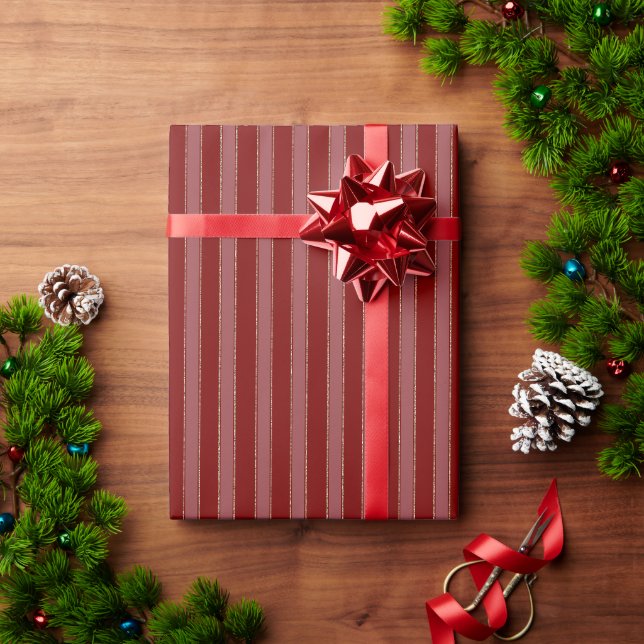 Papel De Regalo Navidad de Rayas Rojas (Regalo de vacaciones)