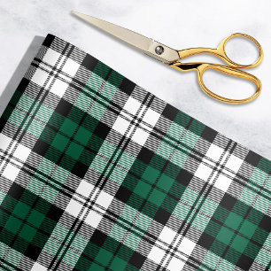 Papel De Regalo Navidad de Tartán Verde Cazador Rústico Blanco Neg