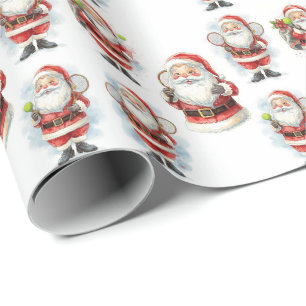 Papel De Regalo Navidad de tenis con Santa en la cancha