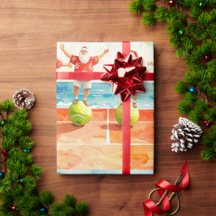 Papel De Regalo Navidad de tenis verano con Santa Claus en la play