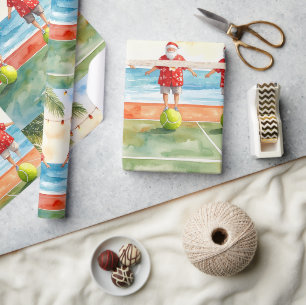 Papel De Regalo Navidad de tenis verano con Santa Claus en la play