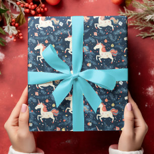 Papel De Regalo Navidad de unicornio festivo
