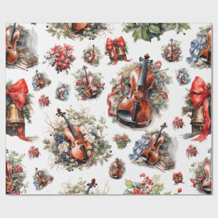 Papel De Regalo Navidad de violín vintage