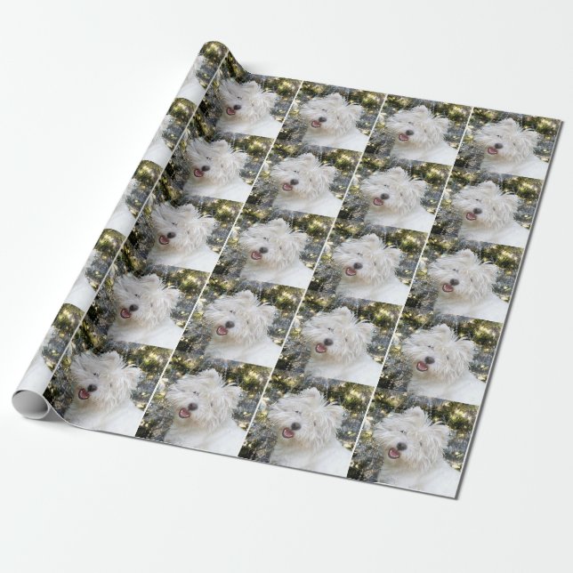 Papel De Regalo Navidad de Westie (Desenrollado)