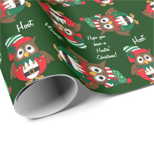 Papel De Regalo Navidad del búho de Hootin