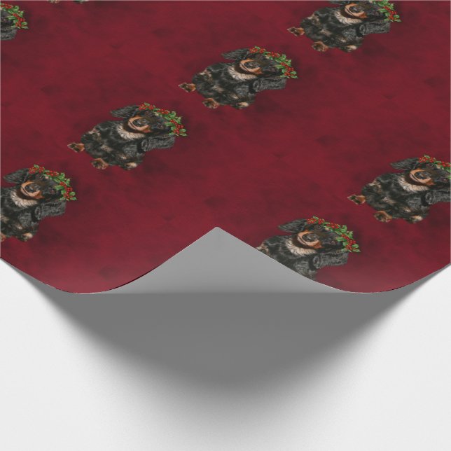 Papel De Regalo Navidad del Dachshund (Esquina)