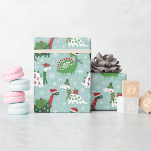 Papel De Regalo Navidad del Dinosaurio Verde