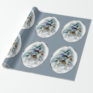 Papel De Regalo Navidad del fox terrier del alambre