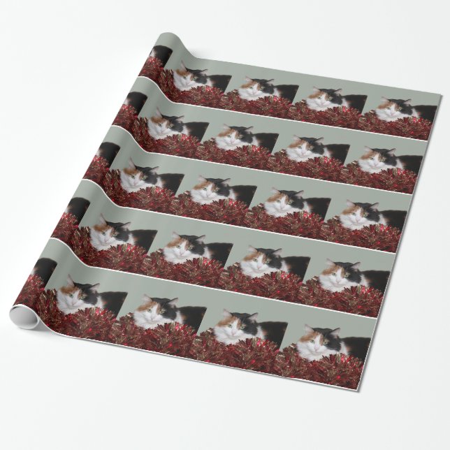 Papel De Regalo Navidad del gatito del calicó (Desenrollado)