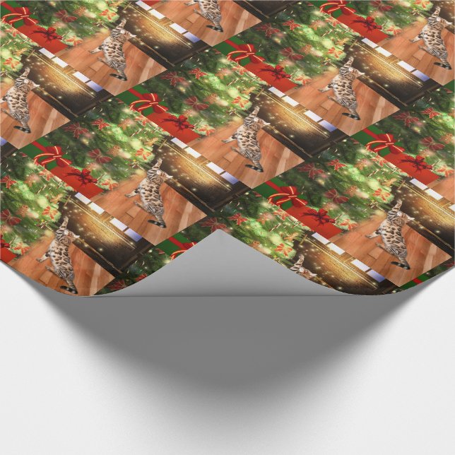Papel De Regalo Navidad del gato del gatito de Bengala (Esquina)