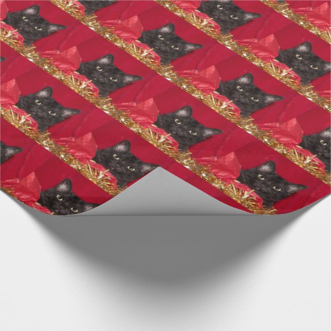 Papel De Regalo Navidad del gato negro (Esquina)