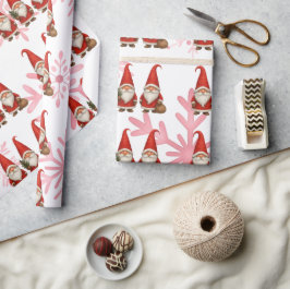 Papel De Regalo Navidad del Gnomo Rojo Escandinavo