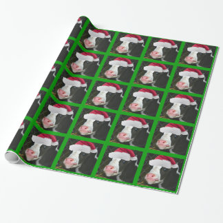 Papel De Regalo Navidad del gorra de Santa de la vaca de Mooey