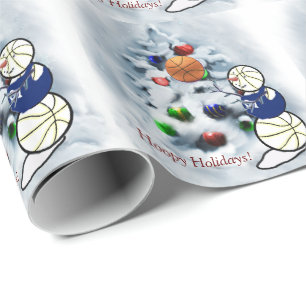 Papel De Regalo Navidad del muñeco de nieve del baloncesto