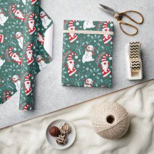 Papel De Regalo Navidad del Muñeco de Nieve Santa