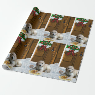 Papel De Regalo Navidad del perrito de Goldendoodle