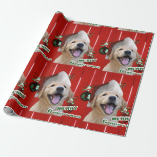 Papel De Regalo Navidad del perrito del golden retriever