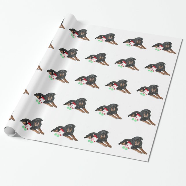 Papel De Regalo navidad del rottweiler (Desenrollado)