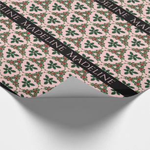 Papel De Regalo Navidad del Victorian bonito en monograma rosado