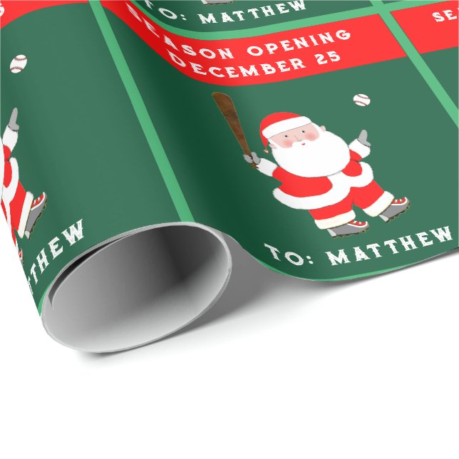 Papel De Regalo Navidad divertida de béisbol (Esquina del rollo)