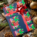 Papel De Regalo Navidad Divertida Santa T Rex Tyrannosaurus Navida<br><div class="desc">¿Estás buscando un diseño de T-Rex único y divertido? ¡Mira nuestro Papel de Regalo de Navidad Divertida Santa T Rex Tyrannosaurus Navidad! Ideal para cualquiera que ame los dinosaurios y los diseños de estilo vintage. Cuenta con un Tyrannosaurus rex, la bandera americana... Este Papel de Regalo de Navidad de Tyrannosaurus...</div>