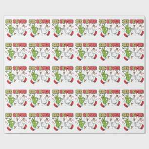 Papel De Regalo Navidad Divertida Seis Siete Monstruo Verde Fiesta