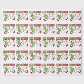 Papel De Regalo Navidad Divertida Seis Siete Monstruo Verde Fiesta