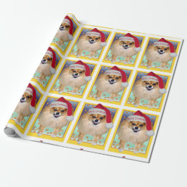 Papel De Regalo Navidad divertido del perro de Pomeranian Marley