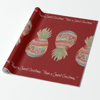 Papel De Regalo Navidad dulce de la piña que envuelve rojo