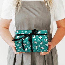 Papel de regalo Navidad Elefante Blanco (verde azu