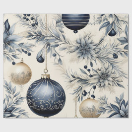 Papel De Regalo Navidad elegante azul y dorado
