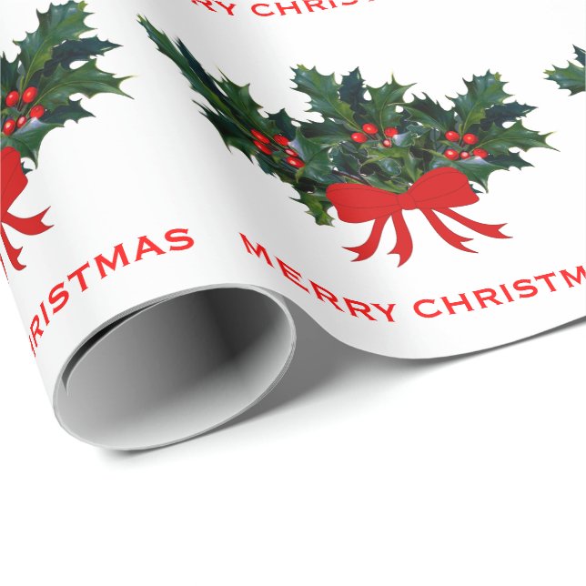 Papel De Regalo Navidad elegante del día de fiesta del arco verde (Esquina del rollo)