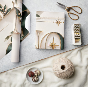 Papel De Regalo Navidad Elegante Esmeralda Marfil