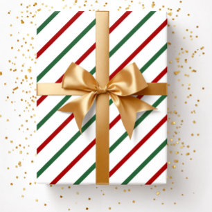 Papel De Regalo Navidad Elegante Rayas Rojas y Verdes