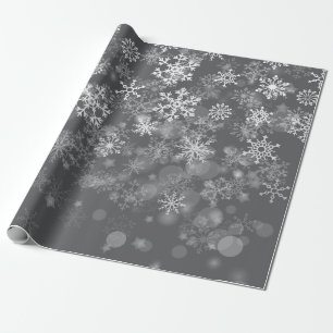 Papel De Regalo Navidad en blanco y negro copo de nieve invierno
