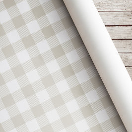 Papel De Regalo Navidad en cuadros beige de búfalo