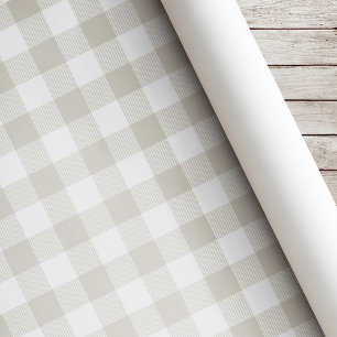 Papel De Regalo Navidad en cuadros beige de búfalo