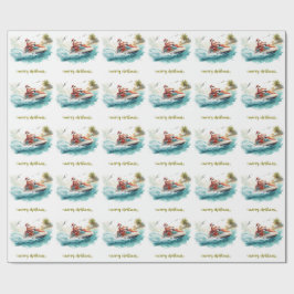 Papel De Regalo Navidad en Jet Ski con Santa Claus